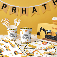 80 pièces fournitures architecturales de fête d'anniversaire, plaques d'excavatrice, tasses, serviettes de table, parfait pour la fête d'anniversaire des garçons et des enfants