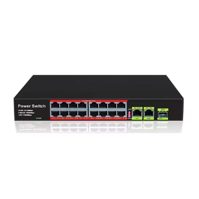Factory OEM 100/1000M 16 Port Poe Cctv Switch With SFP Port Up-link 802.3af/at 30W for IP Camera and CCTV System