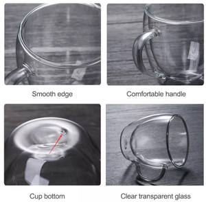 Tazza in Vetro Borosilicato a Doppia Parete IKOO con Manico, Senza BPA, Resistente al Calore, Lavabile in Lavastoviglie e Utilizzabile in <span class=keywords><strong>Microonde</strong></span> per Bevande Calde (Cappuccino) - Product Image 5