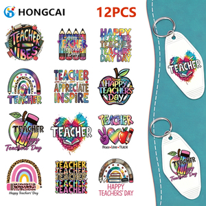 12 pegatinas UV DTF de agradecimiento para profesores, calcomanías estéticas para tarjetas, envoltura de regalos, decoración escolar DIY - Product Image 1
