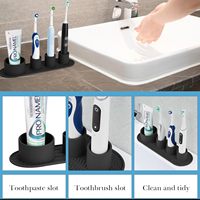 Support de brosse à dents électrique YDS, support de brosse à dents en silicone pour manche large, organisateur de brosses à 4 emplacements pour comptoir, rangement de câbles
