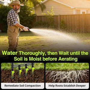 Aérateur de pelouse manuel à dents multiples Garden Hollow Tine, outil de drainage du sol pour l'entretien des pelouses et fournitures de jardinage - Product Image 3