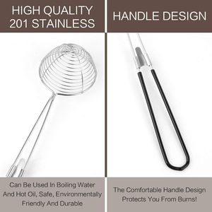 Cuillères passoires pour hot pot, écumoires et cuillères ajourées pour perles de boba, passoire araignée en acier inoxydable avec manche en silicone, compatibles lave-vaisselle - Product Image 2