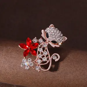 Bros kerah rubah berlian imitasi merah gaya Korea bros anti-paparan bros desain terbaru bros