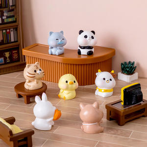 Figuritas <span class=keywords><strong>Miniatura</strong></span> de Animales de Dibujos Animados Oso Cerdo Tigre Conejo Pato Vaca Gato Perro para Micropaisajes Decoración de Escritorio o Coche - Product Image 2