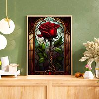 Peinture Diamant Moderne Peinte à la Main, Motif Rose, DIY, Écologique, 5D, Outil pour Adultes et Enfants, Produit Phare Transfrontalier