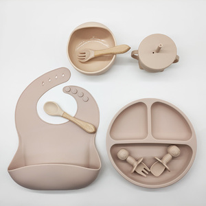 Custom 304 Stainless Steel Baby <b>Dinnerware</b> <b>Set</b> <b>8</b> Piece BPA Free Microwave Safe Silicone Plate Bowl Toddler Feeding Kit - Product Image 6