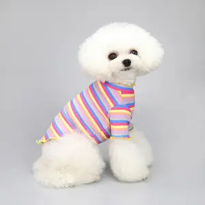 Striped Puppy Cat Dog Vest Rainbow Dog Shirts Sweaters Comfortable Pet Apparel