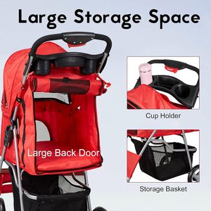 Carrito Plegable Resistente Pawise <span class=keywords><strong>para</strong></span> Mascotas, con 3/4 Ruedas, Cómodo y Suave, <span class=keywords><strong>para</strong></span> <span class=keywords><strong>Perros</strong></span> y Gatos - Product Image 3