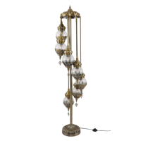Lampe de sol fluorescente de style osman rétro traditionnel turc avec fer et verre, grande taille