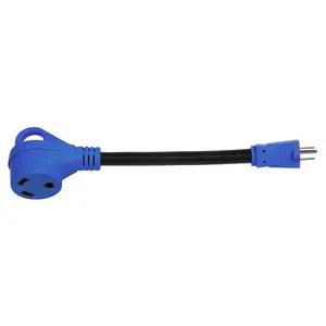 LS9346 30 Amp to 15 Amp 110 RV power Adapter Cord extension Cord with Grip Handle,for RV Trailer