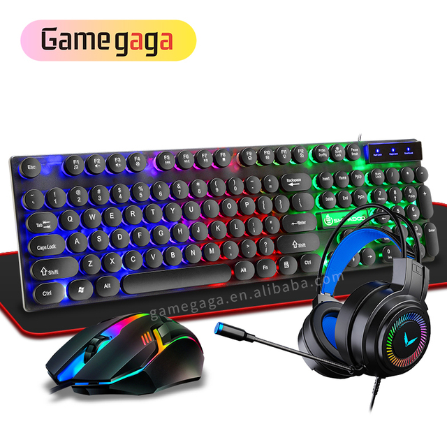 G09 Cool Keyboard Mouse Combo Wired RGB Gaming Keyboard Mouse Gaming Headset 4 Pieces Set Packaging for Gamer