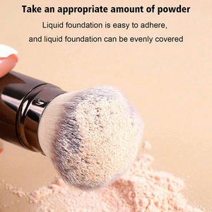 Pinceaux de maquillage Kabuki rétractables en gros, lot de 2, format voyage, pour poudre et crayon à sourcils, manche métallique personnalisable - Product Image 4