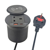 Cubierta de carga inalámbrica a prueba de polvo de 10W, toma de sofá con ojal redondo, toma de CA del Reino Unido QC3.0, toma de escritorio de carga rápida, PD20W, toma de escritorio de 1, 2 uds.