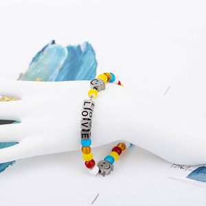 Pulsera de cuentas de moda, cristal colorido, cara sonriente, regalo unisex, joyería - Product Image 4