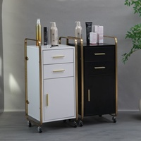 Chariot de rangement moderne pour salon de coiffure, rotation à 360 degrés, grande capacité de charge, rangement multi-niveaux, finition dorée, facile à utiliser