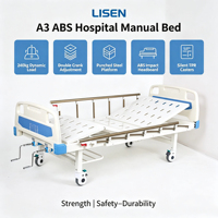 Tempat Tidur Rumah Sakit Multifungsi Manual Lisen ABS-A3 Bersertifikasi CE ISO, Peralatan Medis untuk Dewasa