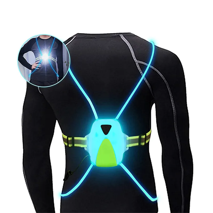 USB Rechargeable LED Reflective Running Vest with Front Light