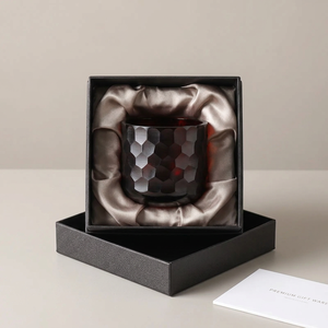 Porte-bougie décoratif en verre martelé fait main pour Noël, pot à bougie chauffe-plat noir moderne et léger pour la décoration intérieure - Product Image 6