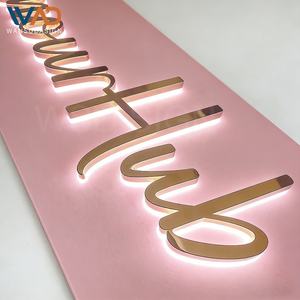 Enseigne rétroéclairée de luxe en acier inoxydable doré, lettres 3D personnalisées pour devanture de boutique, salon de beauté et institut de manucure - Product Image 2