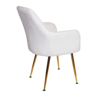 Chaise de salle à manger rembourrée en velours crème, moderne, avec accoudoirs et dossier, élégante, avec cadre doré