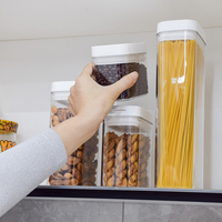 Distributeur d'aliments secs en plastique hermétique transparent en vrac bocaux garde-manger de céréales organisateur de stockage de céréales avec couvercle pour la cuisine