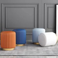Tabouret de Dressing Rond en Flanelle au Design Moderne Vente en Gros d'Usine de Maquillage pour Chambre à Coucher de Luxe