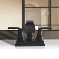 Keran kamar mandi air terjun hitam Matte, gagang ganda bersertifikasi CUPC dengan tingkat aliran 1.8 GPM
