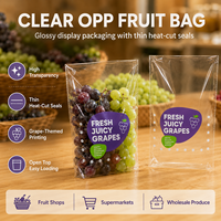 Bolsa Plana con Fuelle Inferior de OPP Transparente de Grado Alimenticio, con Orificios de Ventilación, Antivaho, para Empaque de Uvas Frescas, Antirrotura, para Productos