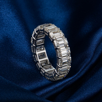 Bague de fiançailles et de mariage en argent 925 plaqué or blanc, émeraude taille radiant, noir et blanc, moissanite VVS, éternité