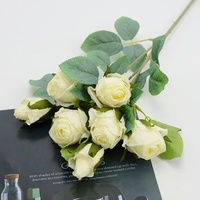 Bouquet de roses artificielles de haute qualité à tige unique, 7 têtes, petites roses flocon de neige, pour la Saint-Valentin, les fêtes et la décoration de mariage