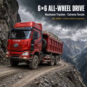 รถบรรทุกดัมพ์ FAW Jiefang J6P 8x4 460 แรงม้า ยูโร 5 รถบรรทุกหนักแบบยกเทท้าย พวงมาลัยซ้าย 12 ล้อ สำหรับงานเหมือง ก่อสร้าง และขนส่ง - Product Image 2