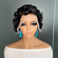 Perruque frontale transparente 13x4 en cheveux humains vierges Remy 100% naturels, style Chioma Pixie bouclé ondulé, pour femmes noires