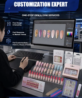 Ongles à presser tendance style coréen, emballage personnalisé, faible MOQ 24 pièces pour distributeurs en gros