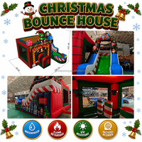 Château gonflable commercial extérieur de Noël avec toboggan, thème elfe, pour enfants, idéal pour les fêtes de fin d'année dans le jardin, avec souffleur