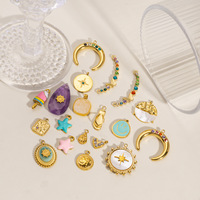 Breloques Cœur Géométrique, Croissant de Lune et Diamant, Plaqué Or 18K sous Vide, Pendentifs DIY, Colliers en Acier Inoxydable, Apprêts de Bijoux