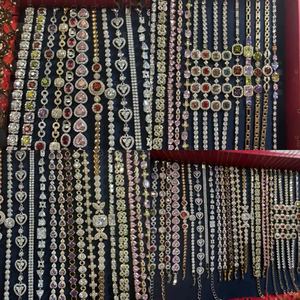 Assortiment de bracelets vintage plaqués or, sans ternissement, avec pierres naturelles, géométriques, <span class=keywords><strong>chrétiens</strong></span>, unisexes, en alliage - Product Image 3