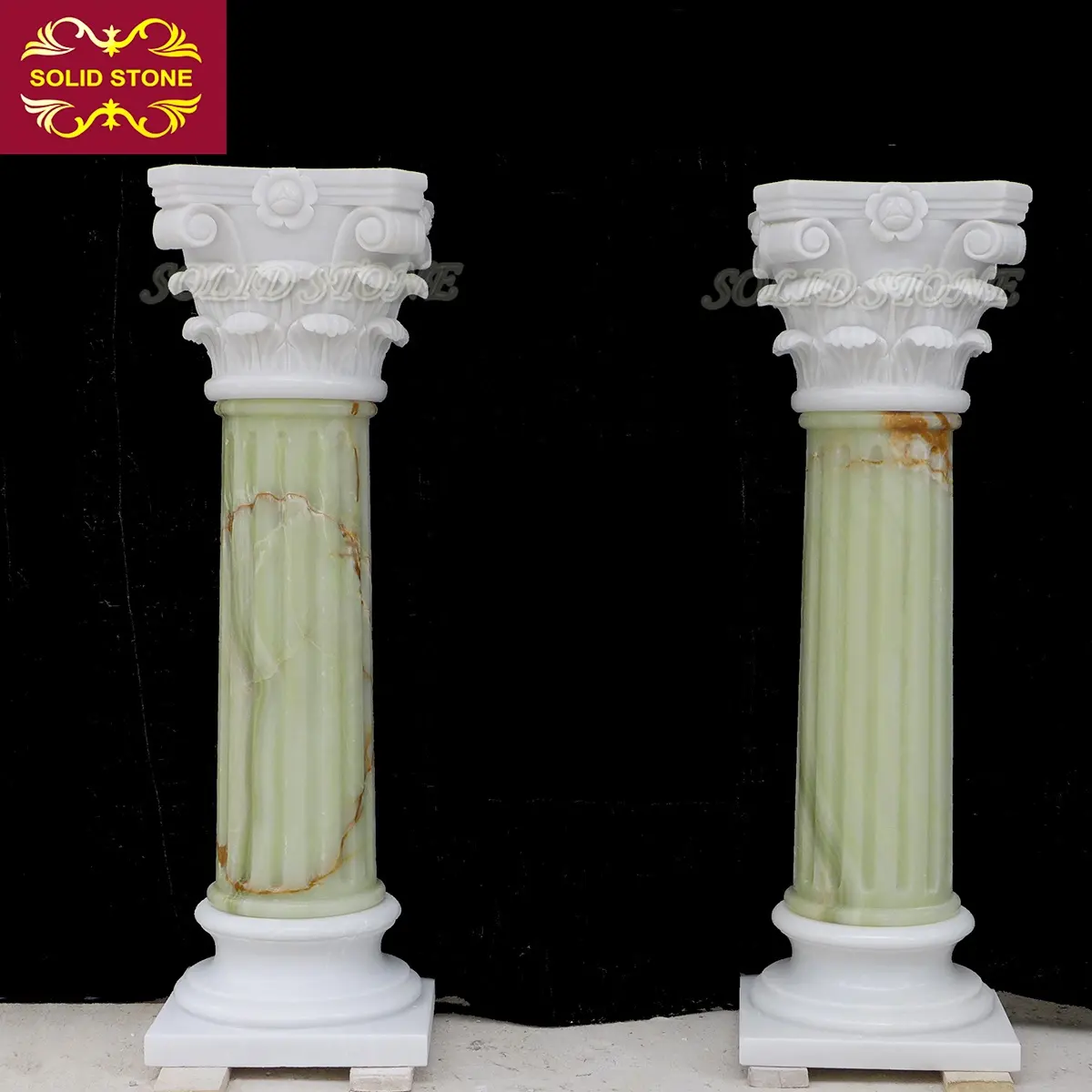 Colonna di marmo della colonna dell'onice verde lucidata porcellana calda di vendita per la decorazione interna