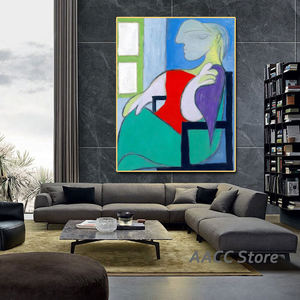Peinture abstraite décorative, femme au fenêtre, affiche et impressions, art Pi Casso, peinture sur toile - Product Image 2