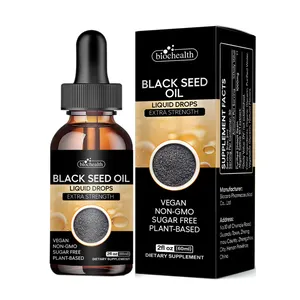 Biocaro - Óleo de semente preta orgânico de marca própria personalizado, gotas líquidas de óleo de semente preta prensado a frio para aumentar a imunidade