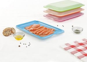 冷蔵庫用プラスチック製冷製肉保存容器 蓋付き-BPAフリー 電子レンジ・食洗機対応 再利用可能 パーティー用 17cm×3.2cm×25.2cm アソート - Product Image 3
