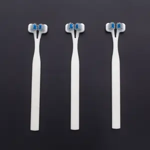 White Handle Double Head Toothbrush Pets Toothbrush