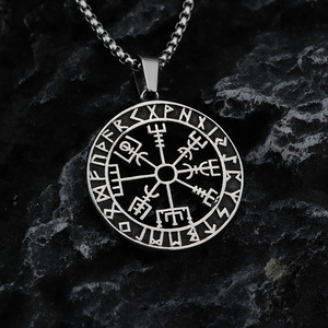 Yunnique Stainless Steel Men's Pendant Necklace with Viking Runes Asymmetrical Geometric Design for Gift Clothing Matching - Product Image 2