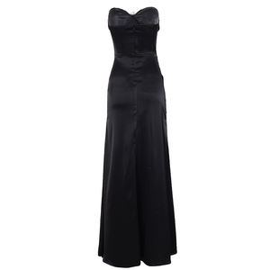 Vestido de Noche Formal de Satén sin Tirantes Estilo Sirena con Cintura Natural, Volantes, Ajuste Cómodo y Cola Larga hasta el Suelo para Banquetes - Product Image 6