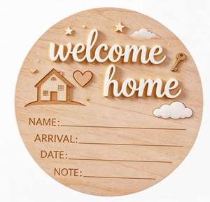 <b>Wooden</b> Milestone <b>Sign</b> Desktop Ornament Baby Birthday Newborn Full Moon Housewarming Photo Prop Decor - Product Image 3