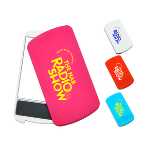 Custom Oem Logo Folded Single Side Plastic Pocket Make up Mirror with Nail Files Emery Board Sandppaper Keychain