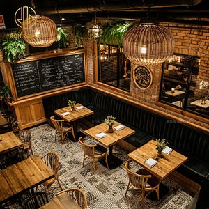 Set di Arredamento Industriale Vintage Ron Group: <span class=keywords><strong>Tavolo</strong></span> <span class=keywords><strong>Quadrato</strong></span> in Legno <span class=keywords><strong>Nero</strong></span> e Sedie in Metallo per Ristoranti e Caffè - Product Image 2