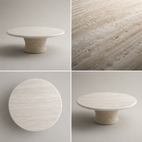 Table basse moderne en marbre blanc naturel avec base cylindrique basse, table centrale de luxe pour salon