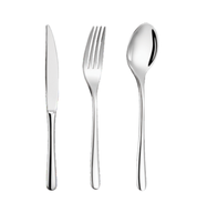 Ensemble de vaisselle en acier inoxydable au design classique, miroir, pour restaurants, hôtels, cuisines. Comprend des couteaux à dîner, des cuillères à dessert, des couverts de table