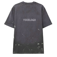 T-shirt Homme Grande Taille Respirant Effet Vieilli Streetwear Vintage Délavé Personnalisable Logo Décontracté Coupe Oversize pour Homme